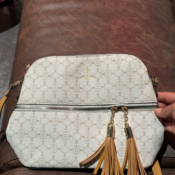 Nanette Lepore Crossbody White Bag with Gold Accents - Picture 1 of 5